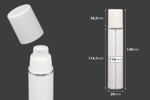 Airless Spender aus Kunststoff für Creme 50ml weiß mit silbernem Streifen-εικόνα_διαστάσεις