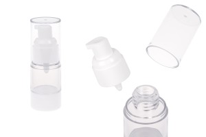 Flacon transparente en plastique airless pour crème de 15 ml