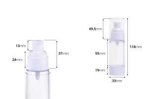 Flacon transparente en plastique airless pour crème de 30 ml-2