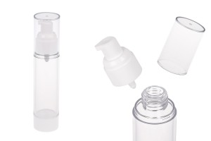 Flacon transparente en plastique airless pour crème de 50 ml