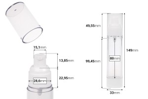 Flacon transparente en plastique airless pour crème de 50 ml-2