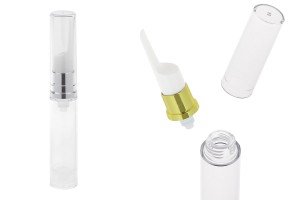 Airless Spender für Serum 10ml, transparent mit Deckel- 2 Farben-1