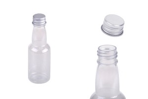Flasche aus Kunststoff transparent 70 ml mit Alu- Deckel und innerem Liner