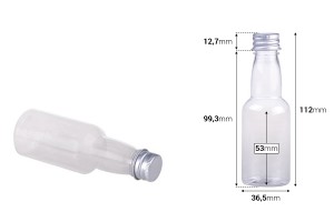 Bouteille en plastique transparent de 70 ml avec couvercle et revêtement intérieur en aluminium argenté-εικόνα_διαστάσεις