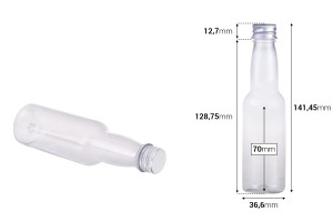 Μπουκαλάκι πλαστικό διάφανο 100 ml με ασημί αλουμινένιο καπάκι και εσωτερικό liner-εικόνα_διαστάσεις