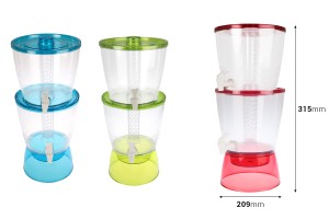 Récipient en plastique en deux compartiments et avec 2 robinets et tube intérieur pour les glaçons en 3 couleurs - 13litres-εικόνα_διαστάσεις