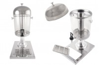 8L stainless steel beverage dispenser with plastic tap and integrated stainless steel ice tube 