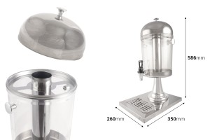Récipient de service métallique en acier inoxydable avec robinet en plastique et tube intérieur en inox pour les glaçons - 8litres-2