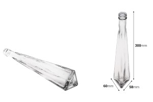 Bouteille en verre pour huile-vinaigre, boissons ou décoration 58 x 60 x 300 - 180 ml-εικόνα_διαστάσεις