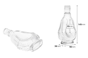 Glasflasche für Öl-Essig, Getränke oder Dekor 90x38x145 - 130ml-εικόνα_διαστάσεις