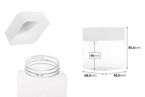 Pet-Dose 280ml transparent, viereckig für Salze mit weißem Deckel und Abdichtscheibe-bildabmessungen