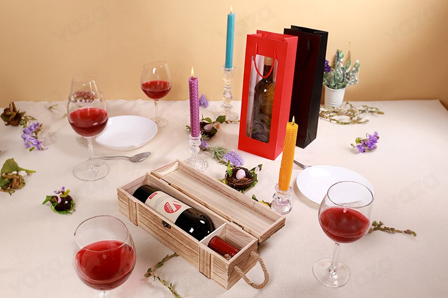 Paper gift bag 125x85x360 mm with window and handle - 12 pcs-photo_groupe