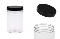 Βάζο PET για άλατα μπάνιου 250 ml πλαστικό διάφανο με μαύρο καπάκι 65x100 mm