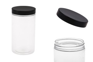 Kunststoffdose 350 ml für Salze mit schwarzem Deckel 65x120mm-produktbild