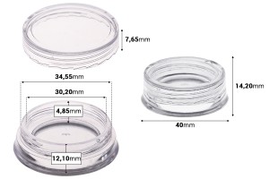 Acryl- Cremedose 3 ml mit Deckel - 12 Stk-εικόνα_διαστάσεις