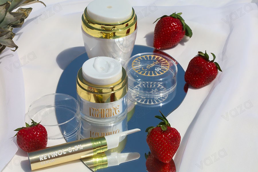 Petit pot en plastique airless de 30ml avec couvercle s'ouvrant dans le sens inverse des aiguilles d'une montre - différentes couleurs-εικόνα_σύνθεση