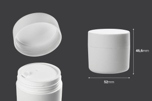 Βάζο 30 ml πλαστικό δίπατο με καπάκι και παρέμβυσμα - 12 τμχ-εικόνα_διαστάσεις