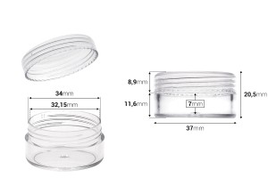 Acryl- Cremedose 10ml mit Deckel -12 Stücke-εικόνα_διαστάσεις