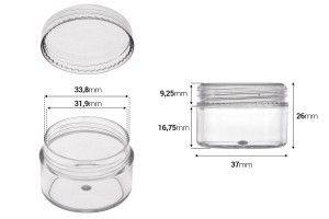 Acryl- Cremedose 15ml mit Deckel -12 Stücke-bildabmessungen