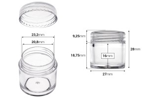 Acryl- Cremedose 7ml mit Deckel  27x28 mm - 50 Stücke-bildabmessungen