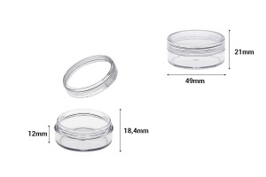 Cremedose 20ml, aus Kunststoff 49x21 mm mit Deckel - 12 Stücke-εικόνα_διαστάσεις