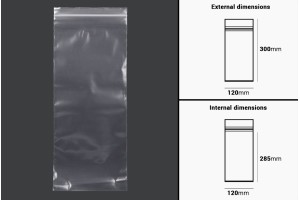 Sachets en plastique avec fermeture éclair 120 x 300 mm - 100 pcs-εικόνα_διαστάσεις