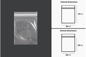 Sachets en plastique avec fermeture éclair 50 x 70 mm - 500 pcs-εικόνα_διαστάσεις