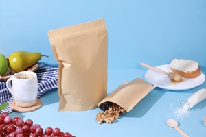 Sacchetti Doy Pack in carta kraft 110x30x185 mm, con fodera interna in alluminio, chiusura "zip" e termosaldabili - 50 pz.-εικόνα_σύνθεση