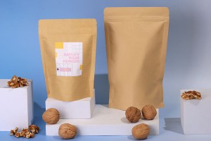 Sacchetti Doy Pack in carta kraft 110x30x185 mm, con fodera interna in alluminio, chiusura "zip" e termosaldabili - 50 pz.-εικόνα_σύνθεση