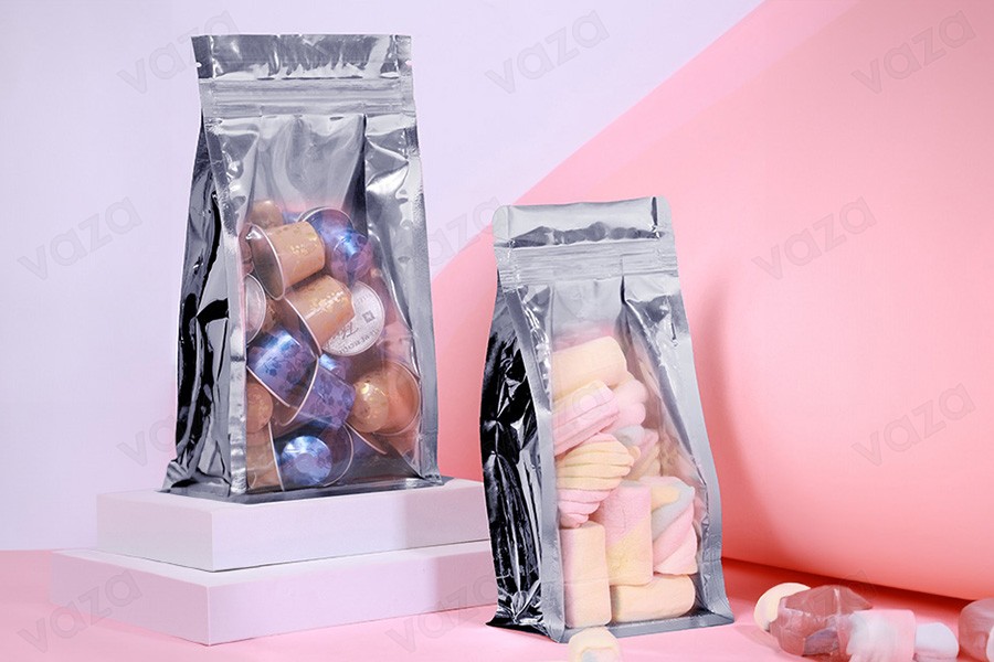 Doy Beutel Pack-Typ Aluminium, transparent und verschließbare durch Hitze 140x60x240 mm - 50 Stk-εικόνα_σύνθεση
