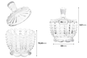 Récipient décoratif en verre 86 x 107 mm avec couvercle-εικόνα_διαστάσεις