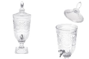 Embossed glass 3000 ml with tap, glass cap and square base-εικόνα_προϊοντική
