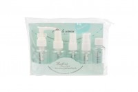 Ensemble des bouteilles de voyage dans un sac en plastique avec fermeture éclair - 5 pcs