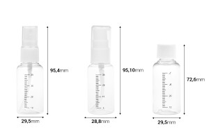 Ensemble des bouteilles de voyage dans un sac en plastique avec fermeture éclair - 5 pcs-εικόνα_διαστάσεις