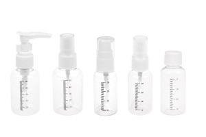 Ensemble des bouteilles de voyage dans un sac en plastique avec fermeture éclair - 5 pcs-εικόνα_σύνθεση