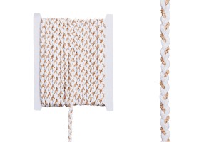 Tresse décorative en blanc suede et chaîne en métal doré d’une largeur de  6 mm (10 mètres par pièce)-εικόνα_προϊοντική