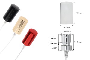 Vaporisateur en aluminium avec bouchon pour flacons de parfum avec fermeture de sécurité « à sertir » de 15 mm-εικόνα_διαστάσεις