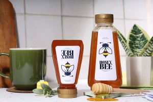 Bouteille en plastique transparente de 350 ml pour ketchup, moutarde, miel - 10 pcs-εικόνα_σύνθεση