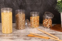 Βαζάκι 250 ml πλαστικό (PET) 65x100 mm διάφανο με καπάκι - 12 τμχ