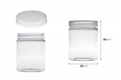 Transparent 200ml PET jar with cap in size 65x85 mm -available in a package with 12 pcs