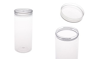 Petit pot de 410ml en plastique (PET) 65 x 150 mm transparent avec couvercle - 6 pcs-photo_produit