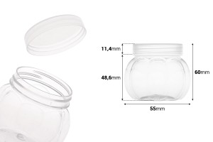 Transparente Pet Dose 150ml  55x60 mm mit Deckel- 12 Stücke-εικόνα_διαστάσεις