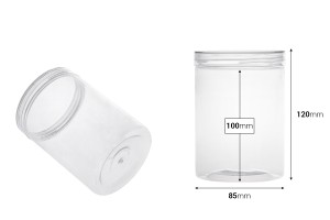 500 ml Kunststoffdose (PET) 85x120 mm transparent mit Deckel - 6 Stück-bildabmessungen