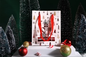 Sac cadeau de Noël 140 x 70 x 170 mm avec ruban pour poignée (couleur mélangée) - 12 pcs-4