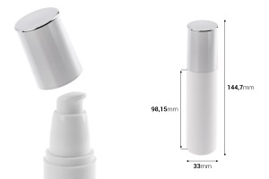 Flacon airless blanc de 50ml pour crème avec bouchon argenté-2