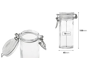 Pot de verre rond de 90ml avec fermeture hermétique (fil de fer et caoutchouc sur le couvercle)-εικόνα_διαστάσεις