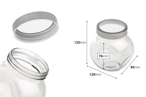 Glas 600 ml mit zwei Boden und silber-trasparent Deckel-εικόνα_διαστάσεις