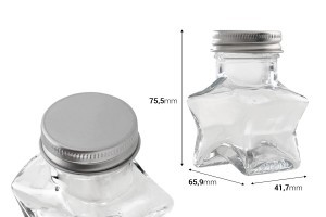 Barattolo in vetro a forma di stella da 60 ml con tappo in alluminio argentato-dimensioni_immagine