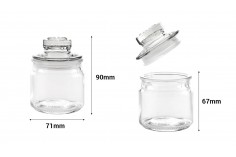 Βαζάκι 150 ml γυάλινο με καπάκι και αεροστεγές κλείσιμο 70x100 mm