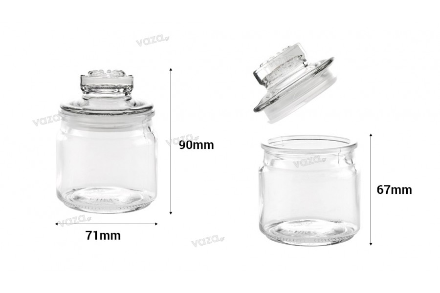 Βαζάκι 150 ml γυάλινο με καπάκι και αεροστεγές κλείσιμο 70x100 mm